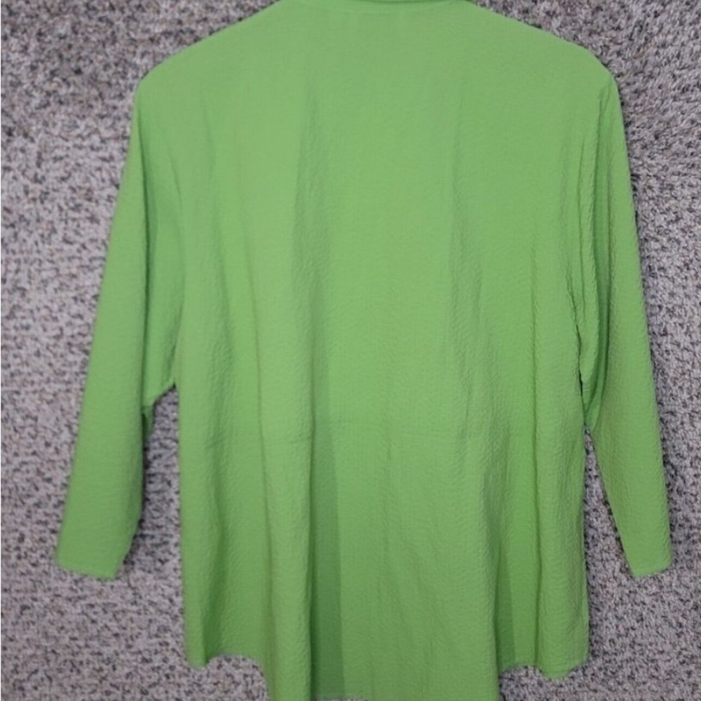 Habitat Top Womens Large Green Button Up Textured Collared Pockets Casual Ladies - Picture 2 of 9